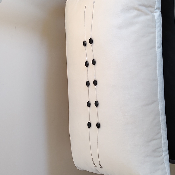 💎 GENUINE Faceted BLACK ONYX & Sterling Silver Necklace - 2 necklaces 💎 - Picture 3 of 7